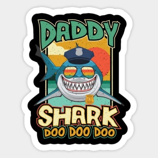 Police Daddy Shark Fathers Day Sticker